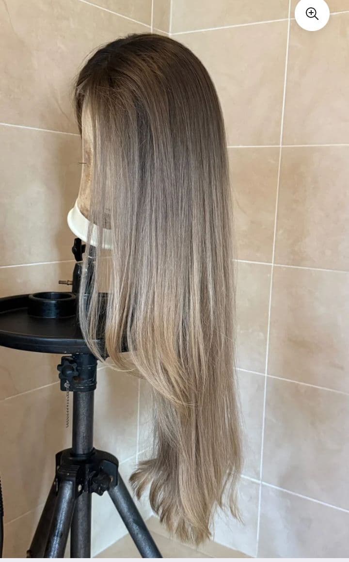 Lace Wig Ombré Châtain Cendré Lisse